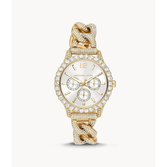 Michael Kors Women's Layton Glitz Gold Tone Stainless Steel 39mm Watch MK4653 - Picture 1 of 4